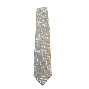 Ermenegildo Zenga Men’s Tie Silk Cotton Blend Grey Silver 4” Italian EUC